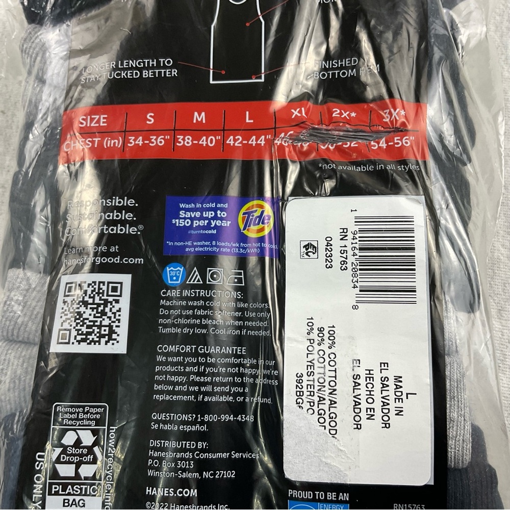 Hanes Men's Tagless Tanks 6 Pack Size: Large Color: Black and Gray - Picture 8 of 10